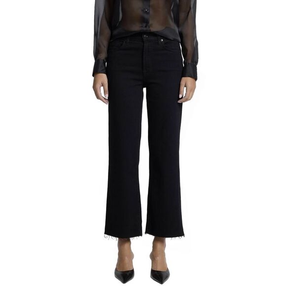 7 For All Mankind Womens Cropped Alexa Jeans 28 Black - NWT $188
